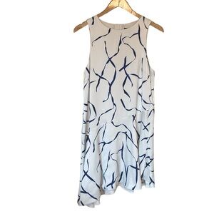 Stylestalker Asymmetric Navy Ivory Flowy Sleeveless Mini Dress M